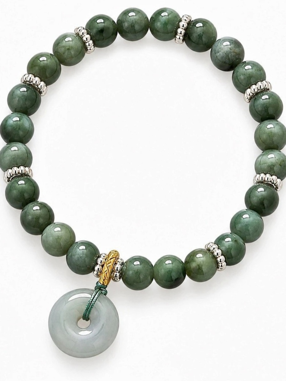 Jadeite Bead Bracelet in Green NWT